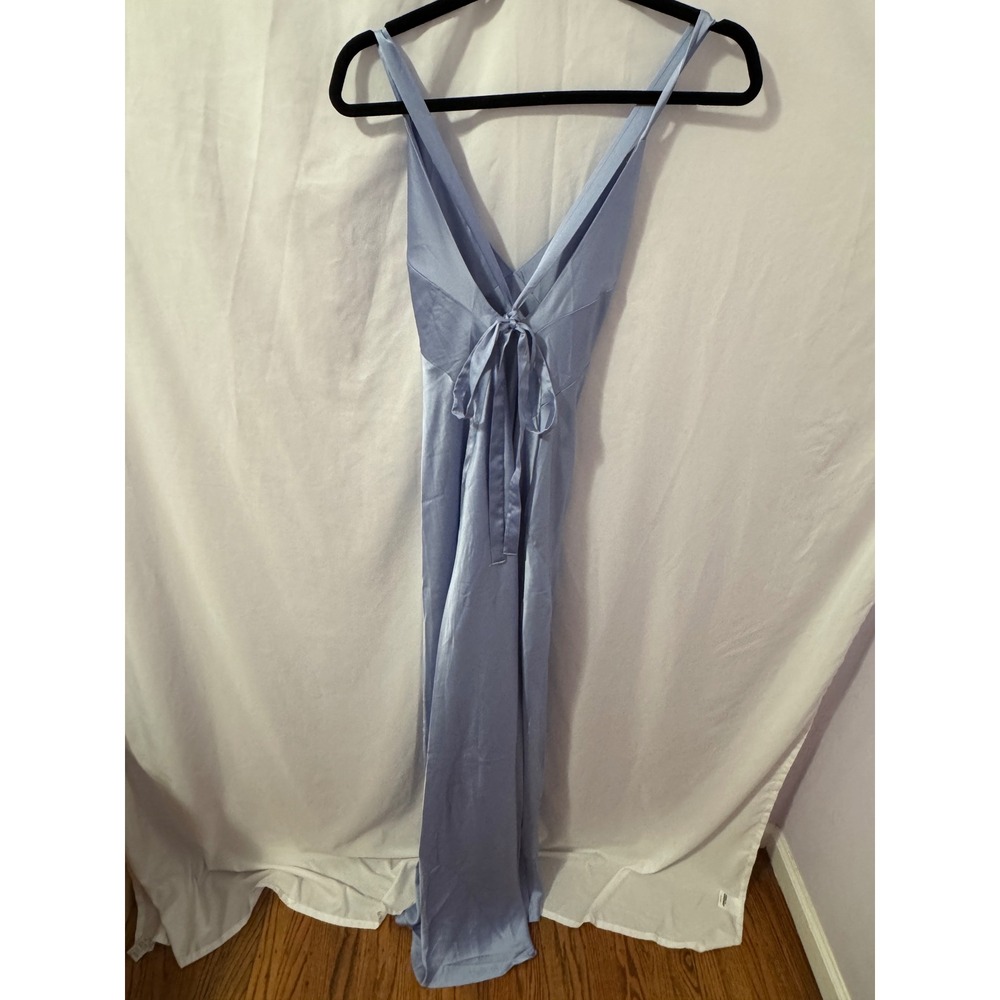 Show Me Your Mumu Anderson Maxi Dress Womens L Light Blue Satin Bridesmaid NWOT - Picture 2 of 8